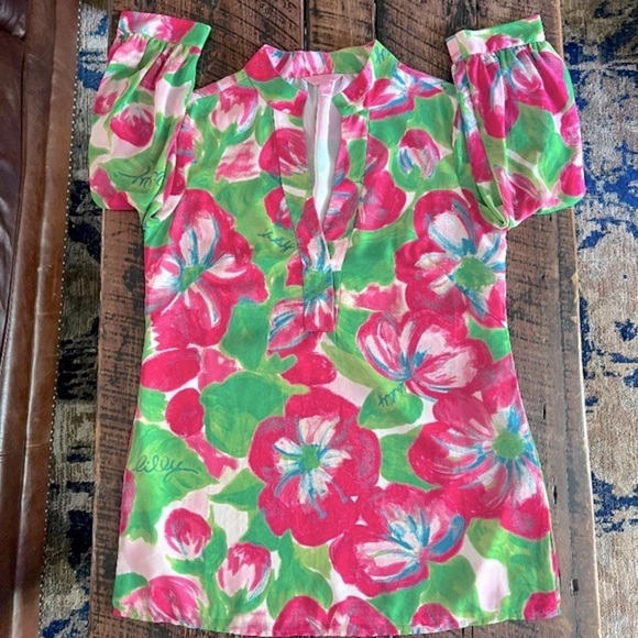 Lilly Pulitzer pink floral tunic top size 4 - Picture 5 of 11